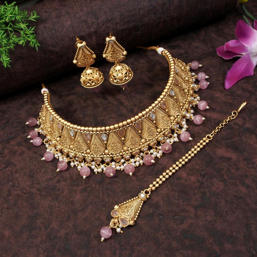 Lucentarts Jewellery Kundan Stone Choker Necklace Set