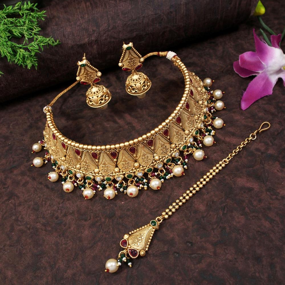 Lucentarts Jewellery Kundan Stone Choker Necklace Set