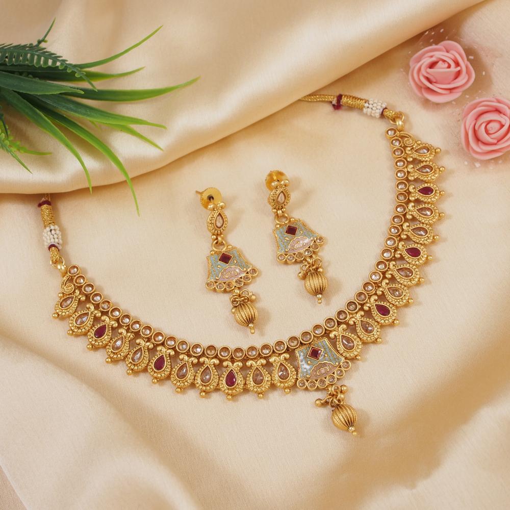 Lucentarts Jewellery Kundan Stone Choker Necklace Set