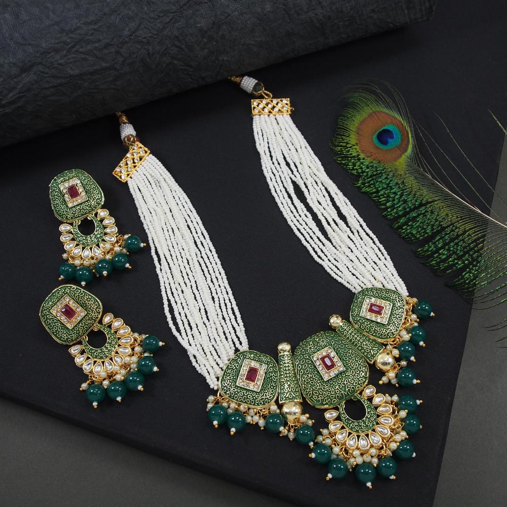 Lucentarts Jewellery Kundan Stone And Meenakari Necklace Set