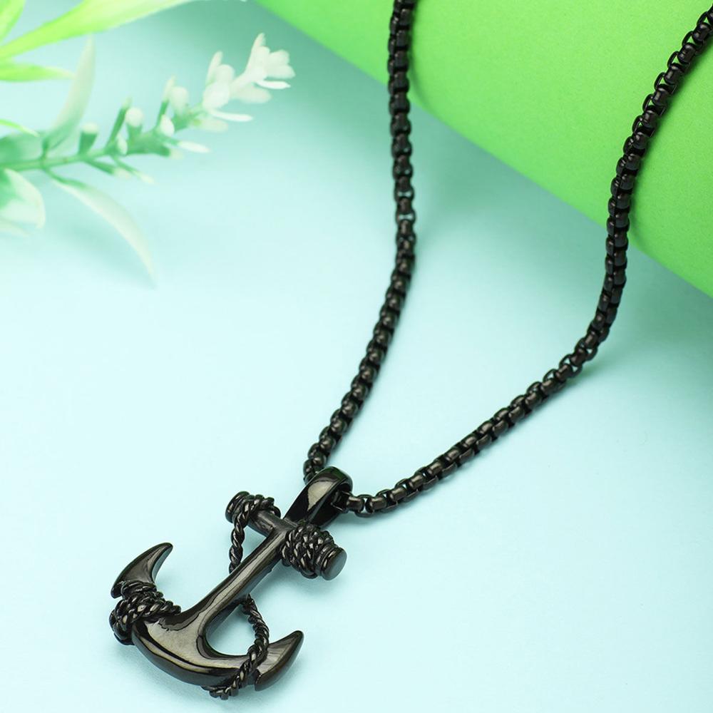 Mahi Exclusive Unisex Sailor Anchor Necklace Pendant with Box Chain