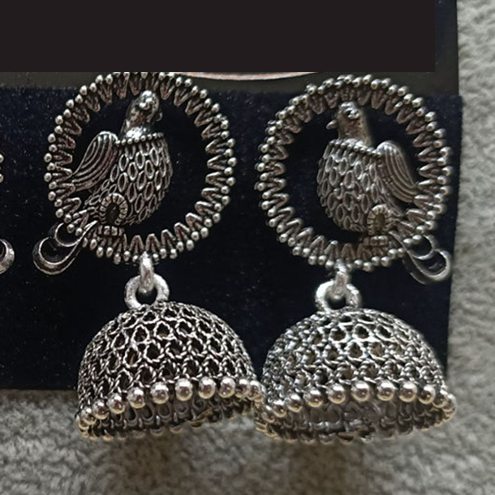 JewelMaze Oxidised Plated Jhumki Earrings
