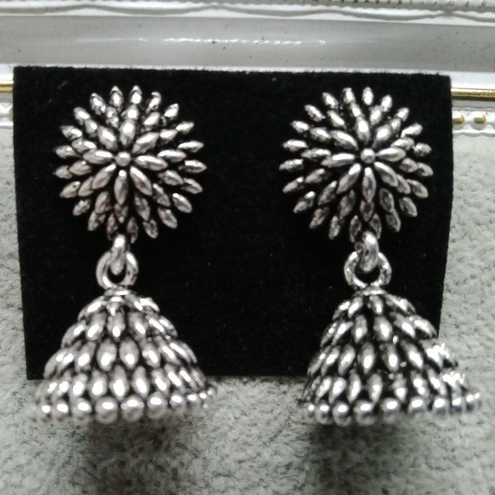 JewelMaze Oxidised Plated Jhumki Earrings