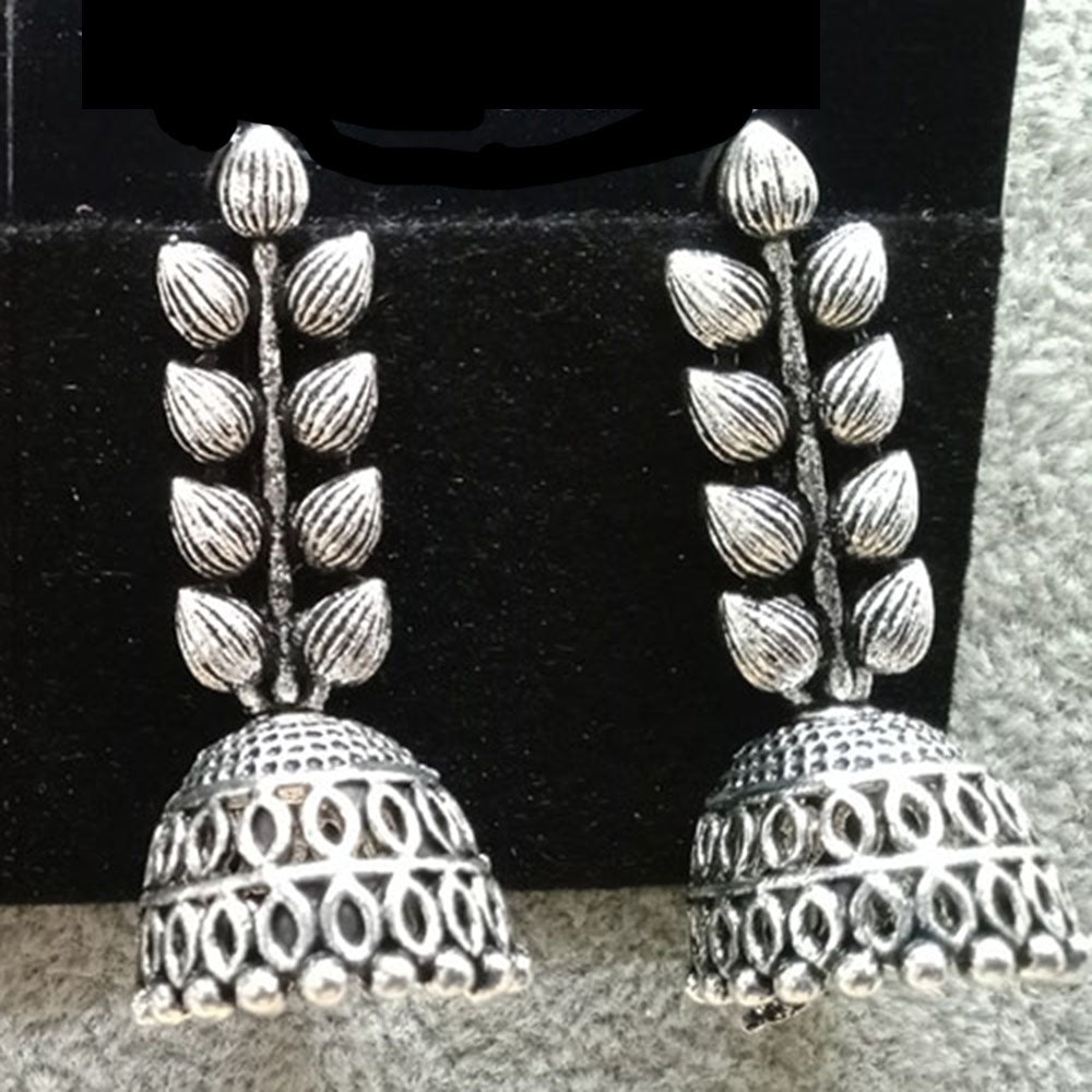JewelMaze Oxidised Plated Jhumki Earrings