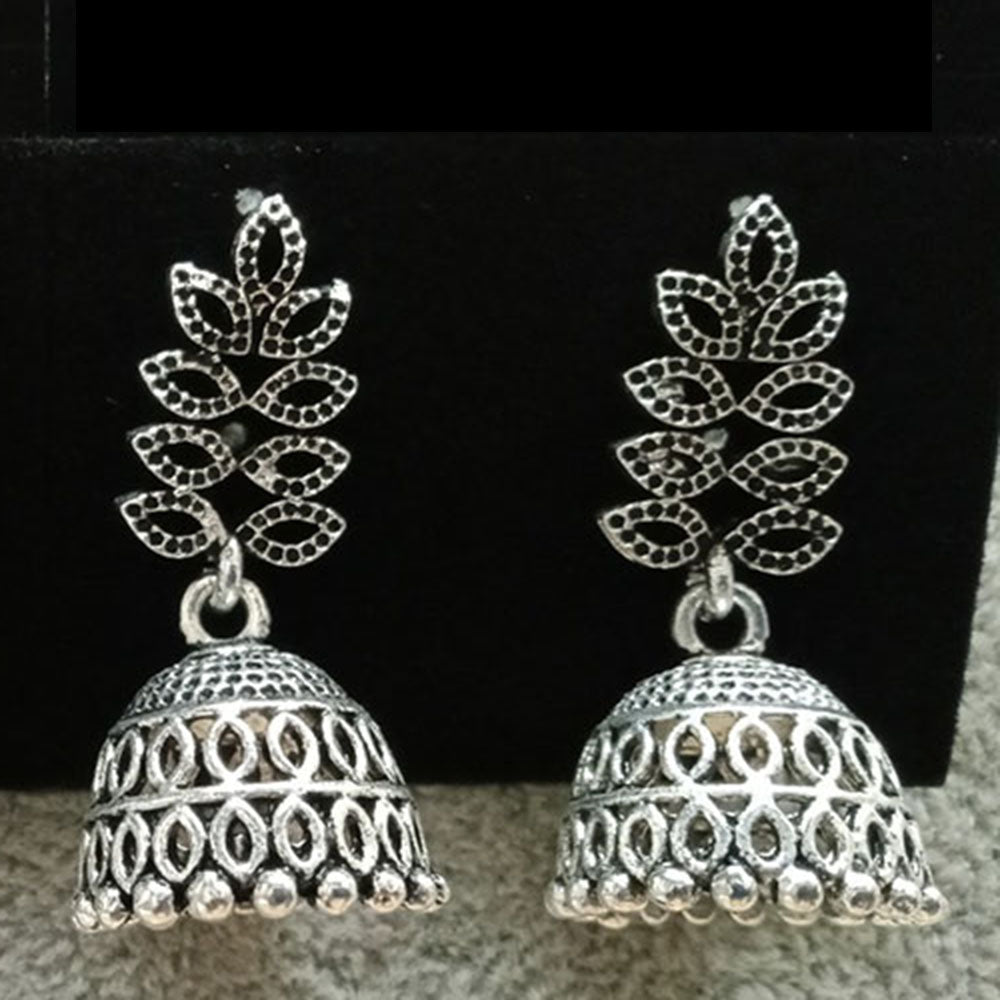 JewelMaze Oxidised Plated Jhumki Earrings