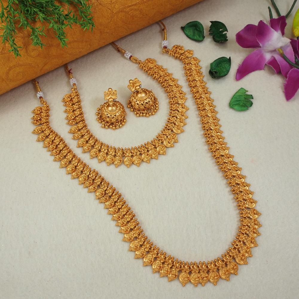 Lucentarts Jewellery Gold Plated Double Necklace Set