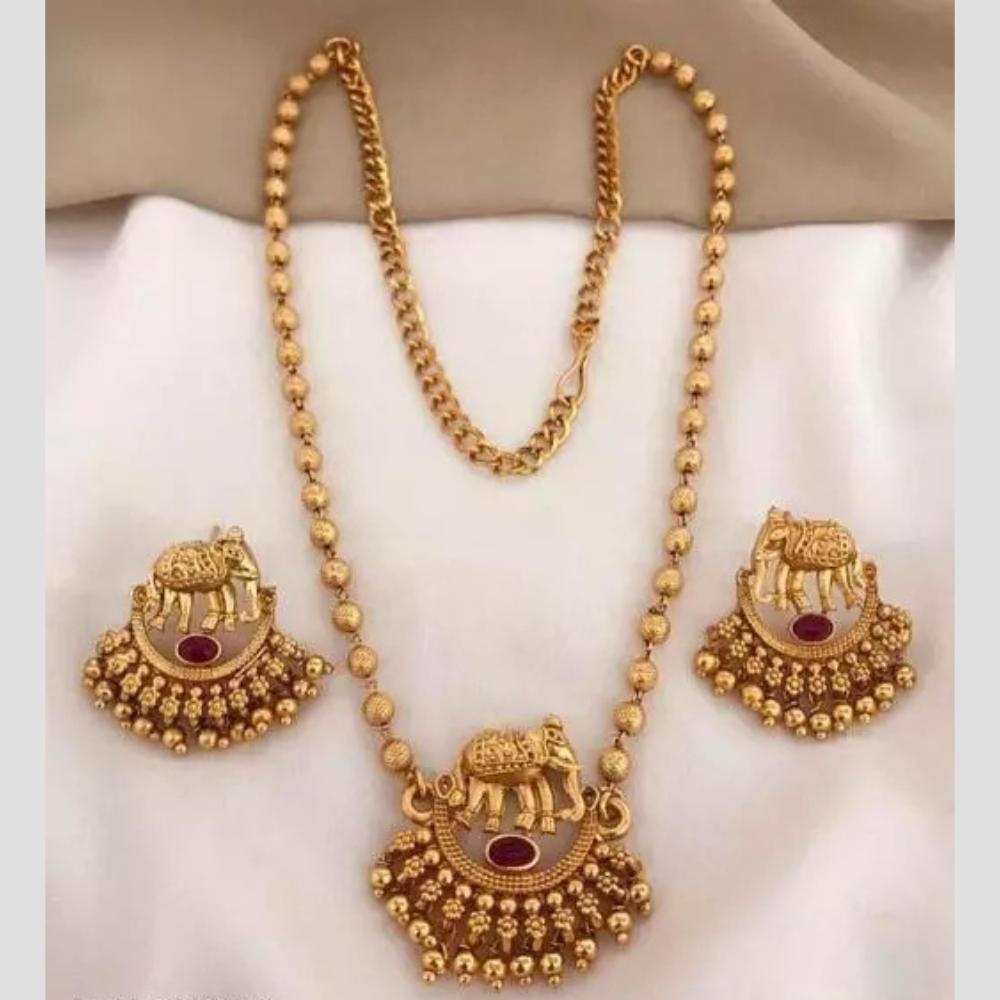 Lucentarts Jewellery Gold Plated Kundan Stone Necklace Set