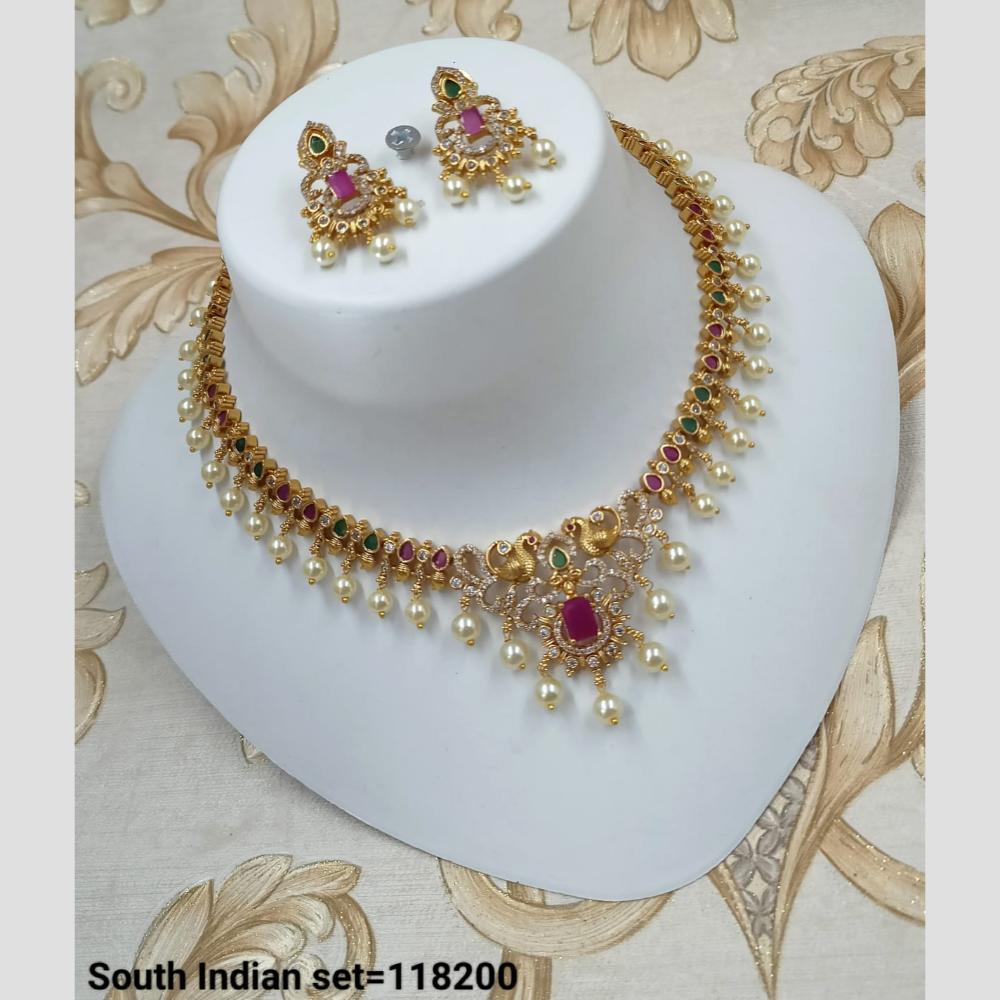 Lucentarts Jewellery Gold Plated Kundan Stone Necklace Set