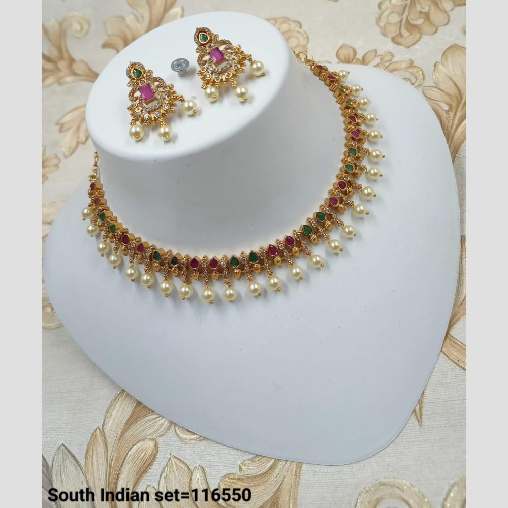 Lucentarts Jewellery Gold Plated Kundan Stone Necklace Set